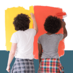 photo of young couple painting separate colors next to each other from Pro Legal Care LLC's blog post about amicable divorce
