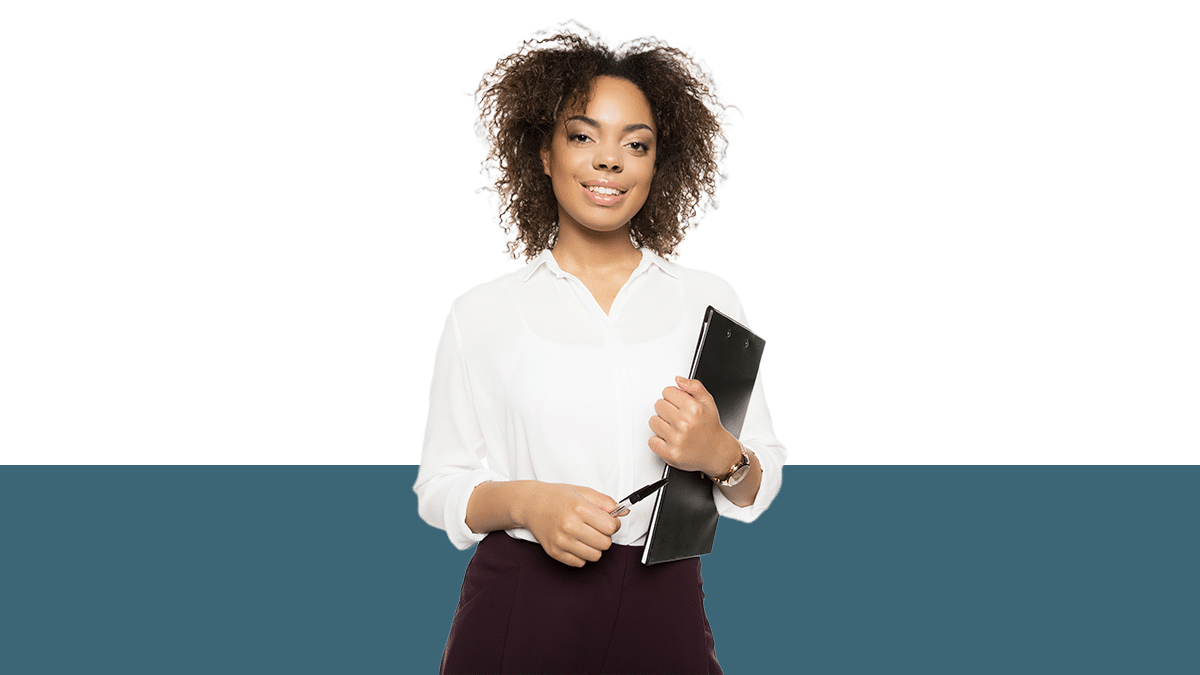 photo of woman with clipboard from Pro Legal Care LLC blog post about gal home visit checklist