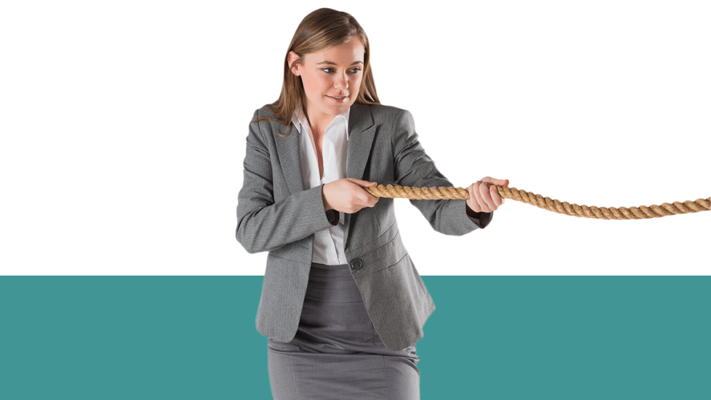 photo of a woman pulling on a rope from the Pro Legal Care LLC blog post titled What is a mediator in divorce?