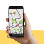 photo of a hand holding a phone open to a GPS maps app from the Pro Legal Care LLC blog post titled "can my ex track my kids when they are with me"