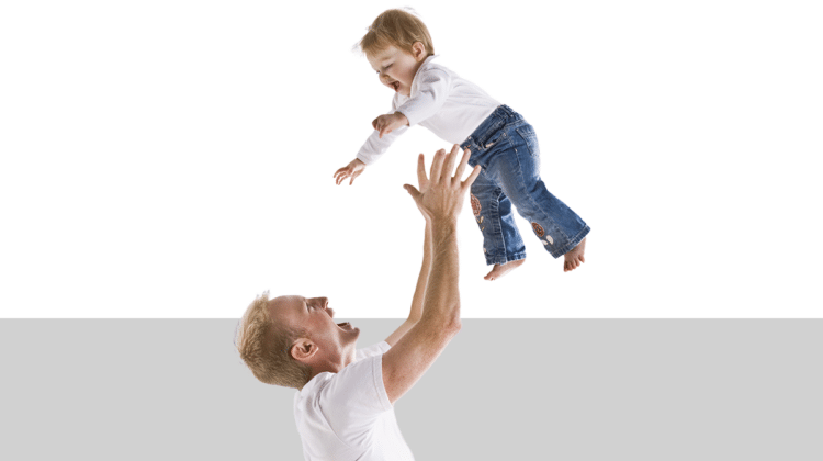 photo of man throwing baby in the air from Pro Legal Care LLC blog post about supervised visitation