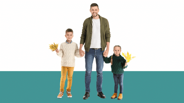 photo of a dad with two kids from a blog post titled "is a step parent a legal guardian?"